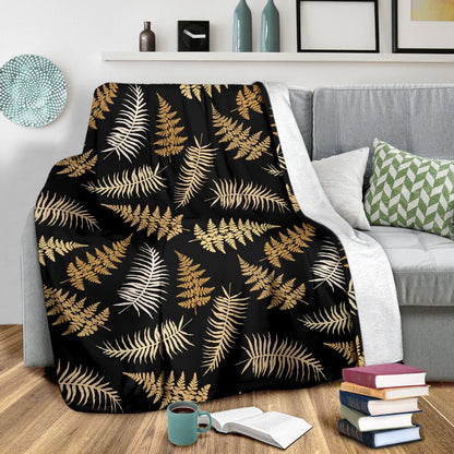 Fern Leave Bright Print Pattern Fleece Blanket