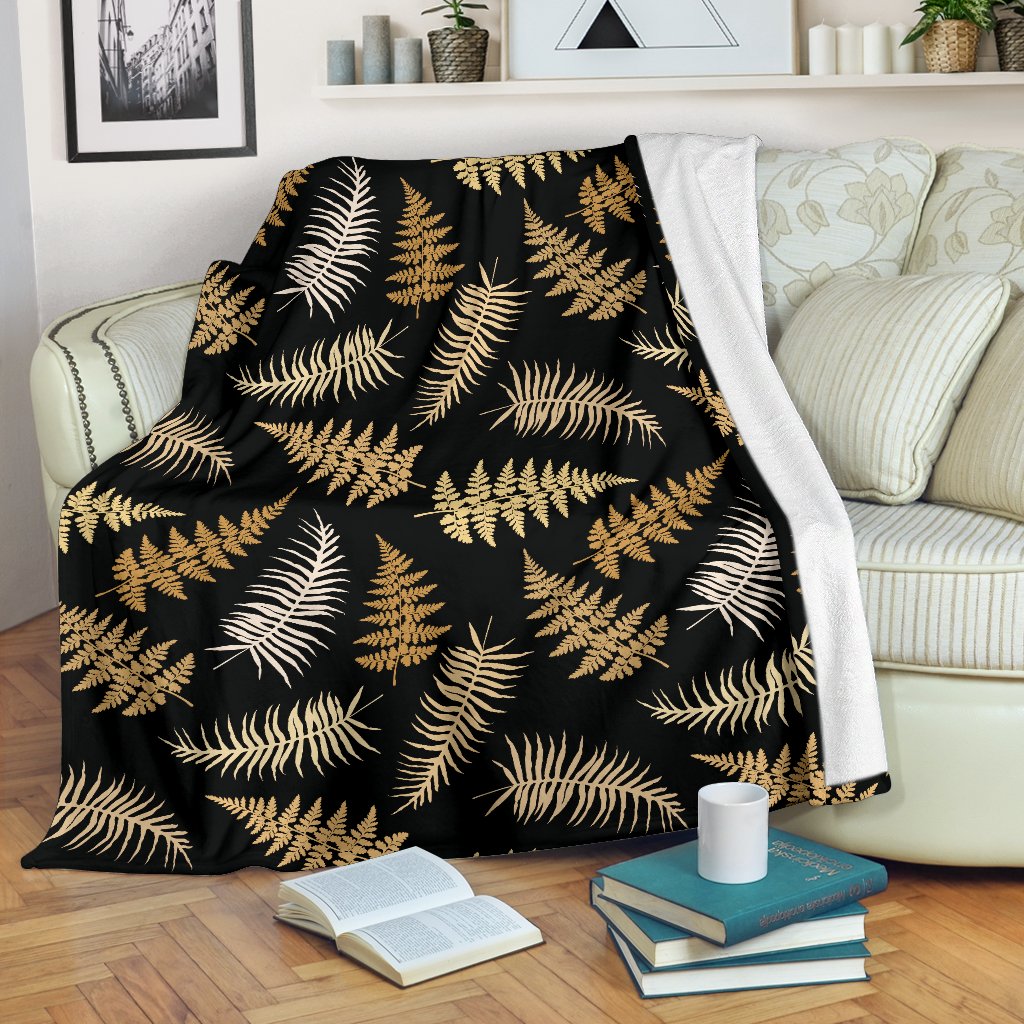 Fern Leave Bright Print Pattern Fleece Blanket