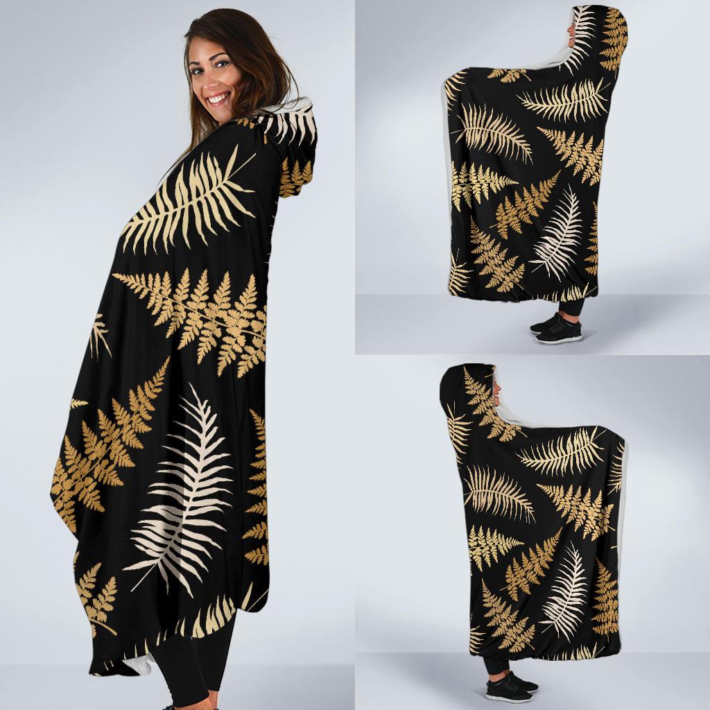 Fern Leave Bright Print Pattern Hooded Blanket-JTAMIGO.COM