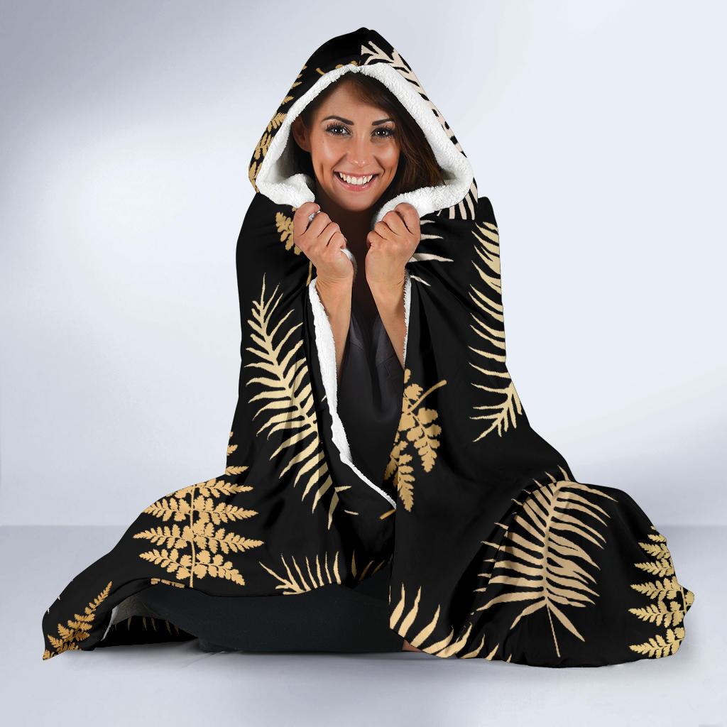 Fern Leave Bright Print Pattern Hooded Blanket-JTAMIGO.COM