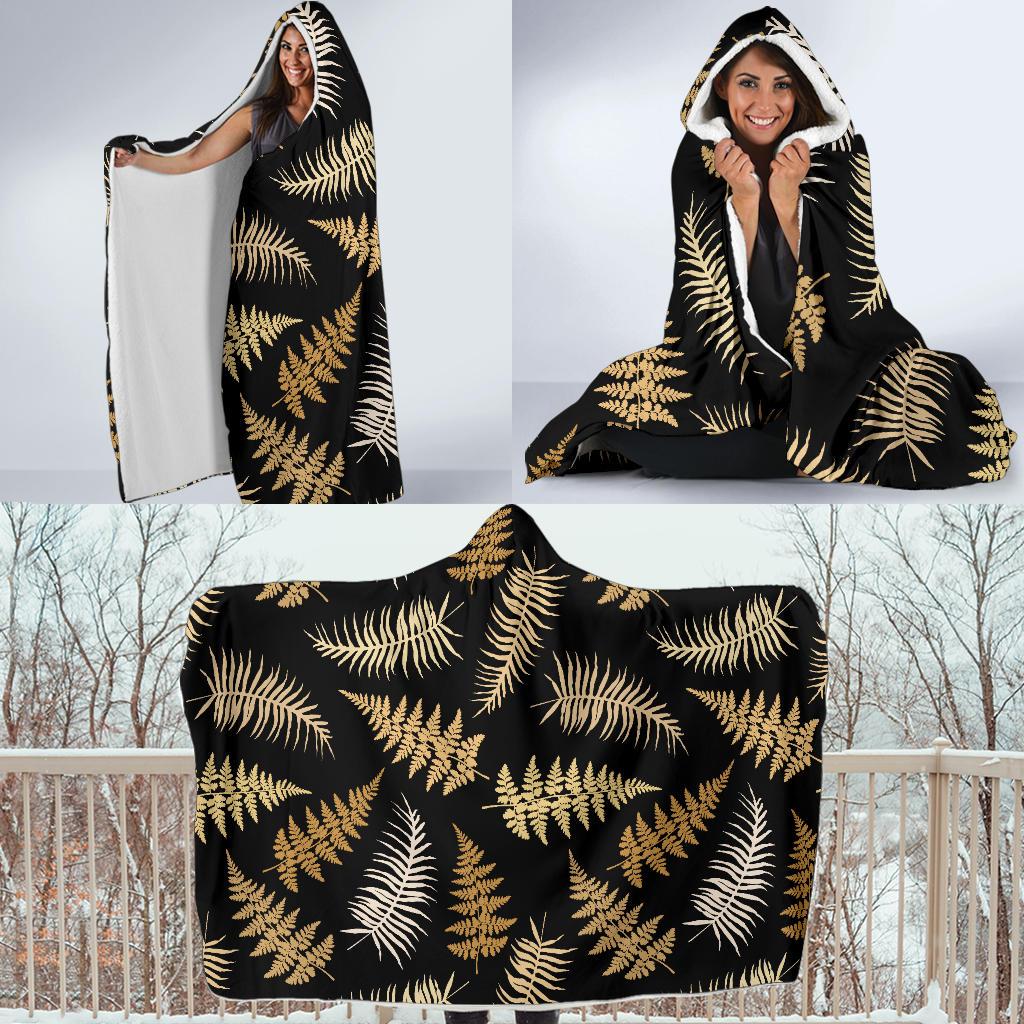 Fern Leave Bright Print Pattern Hooded Blanket-JTAMIGO.COM