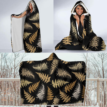 Fern Leave Bright Print Pattern Hooded Blanket-JTAMIGO.COM