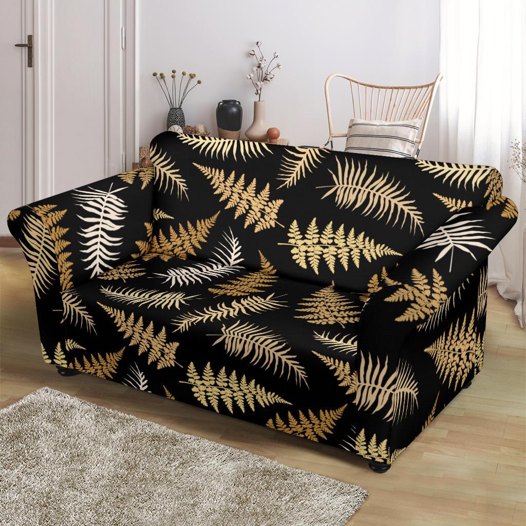 Fern Leave Bright Print Pattern Loveseat Slipcover-JTAMIGO.COM