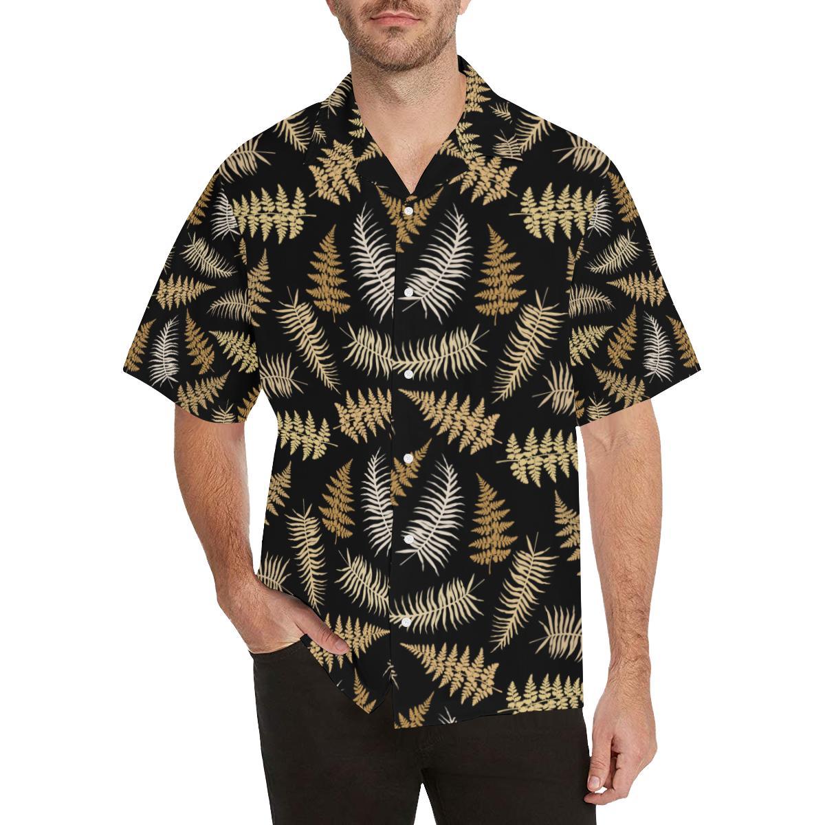 Fern Leave Bright Print Pattern Men Aloha Hawaiian Shirt