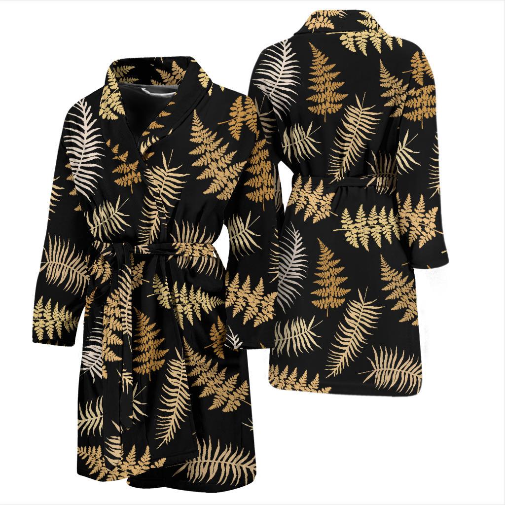 Fern Leave Bright Print Pattern Men Bath Robe-JTAMIGO.COM