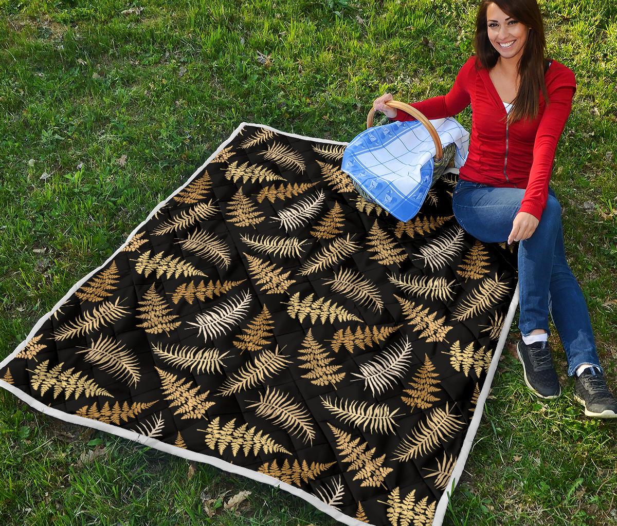 Fern Leave Bright Print Pattern Premium Quilt-JTAMIGO.COM
