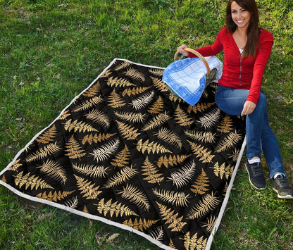 Fern Leave Bright Print Pattern Premium Quilt-JTAMIGO.COM