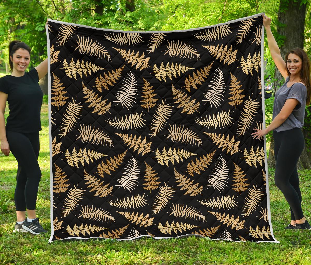 Fern Leave Bright Print Pattern Premium Quilt-JTAMIGO.COM