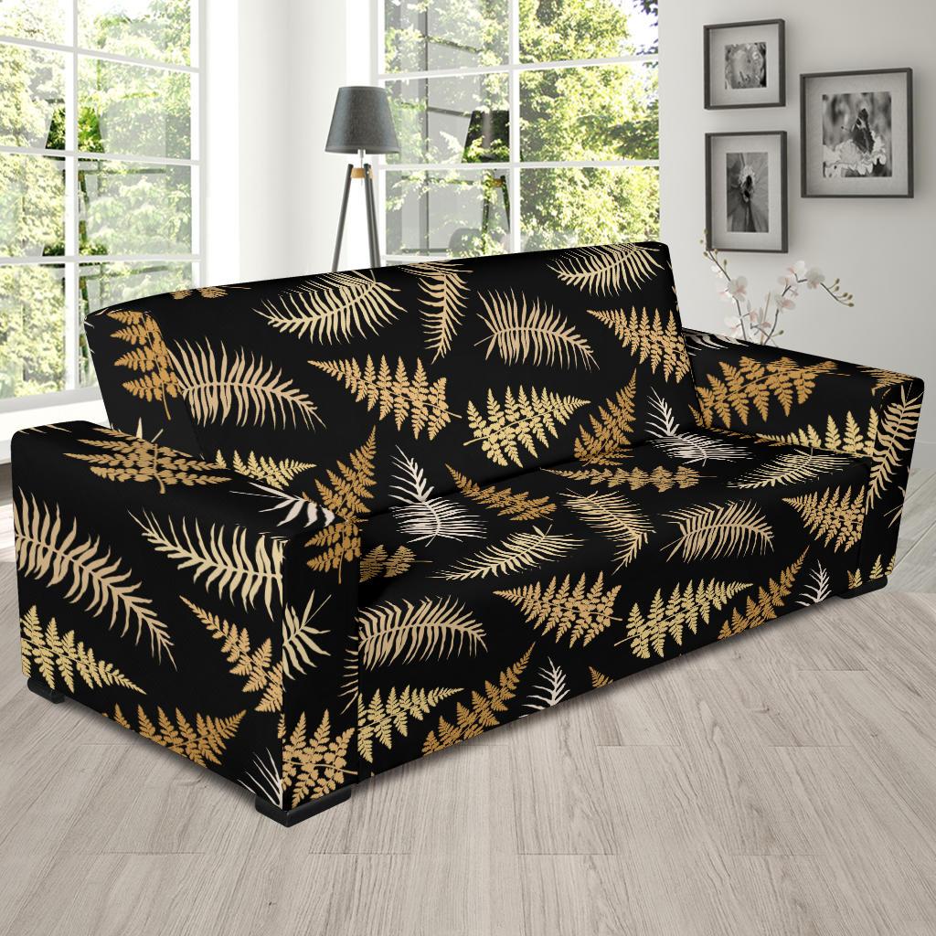 Fern Leave Bright Print Pattern Sofa Slipcover-JTAMIGO.COM