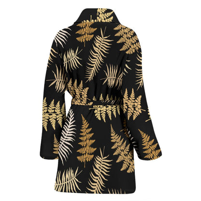 Fern Leave Bright Print Pattern Women Bath Robe-JTAMIGO.COM