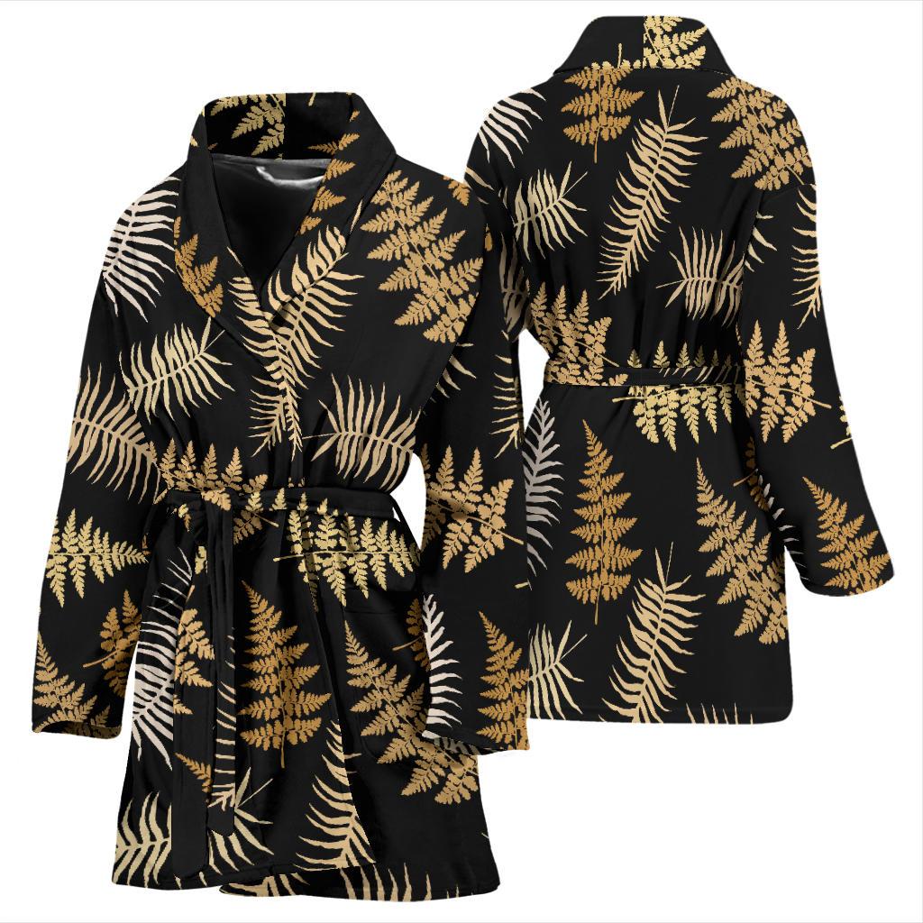 Fern Leave Bright Print Pattern Women Bath Robe-JTAMIGO.COM