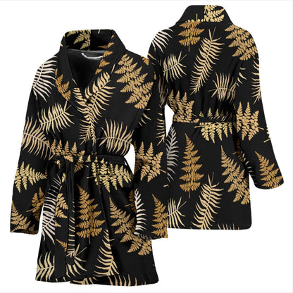 Fern Leave Bright Print Pattern Women Bath Robe-JTAMIGO.COM