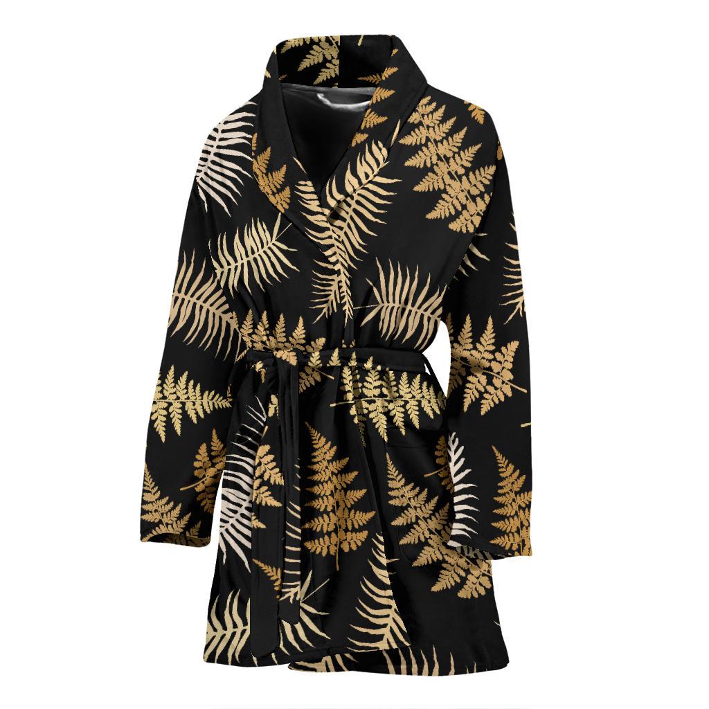 Fern Leave Bright Print Pattern Women Bath Robe-JTAMIGO.COM