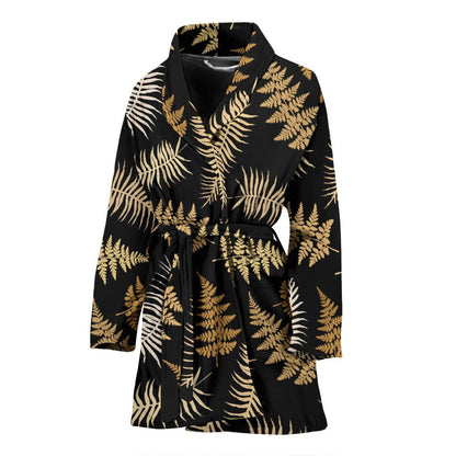 Fern Leave Bright Print Pattern Women Bath Robe-JTAMIGO.COM