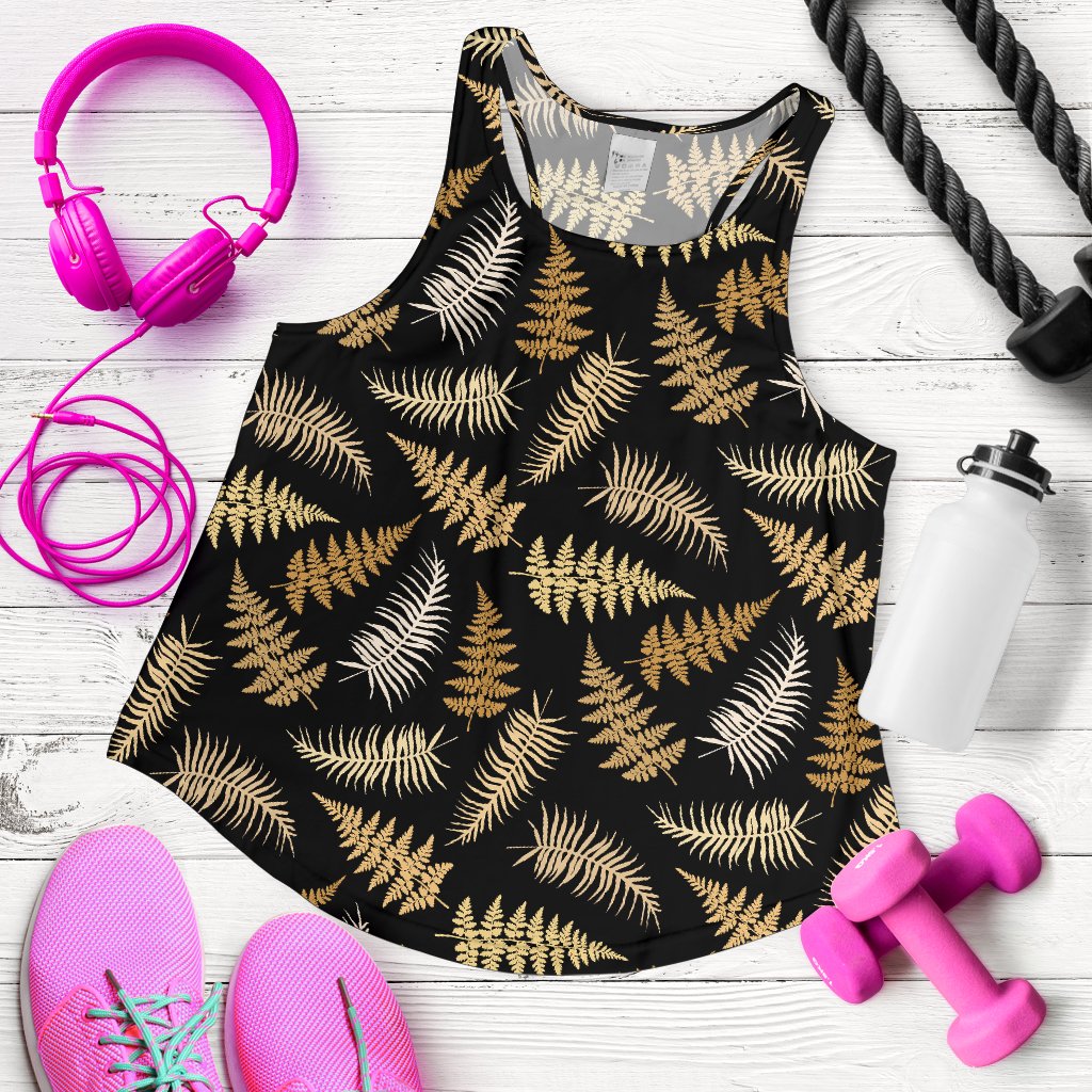 Fern Leave Bright Print Pattern Women Racerback Tank Top