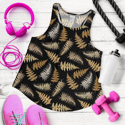 Fern Leave Bright Print Pattern Women Racerback Tank Top