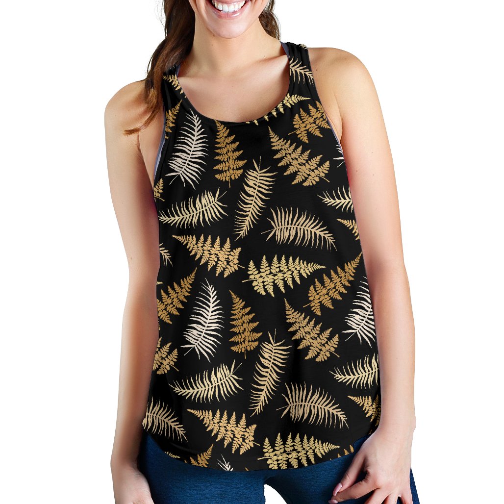 Fern Leave Bright Print Pattern Women Racerback Tank Top