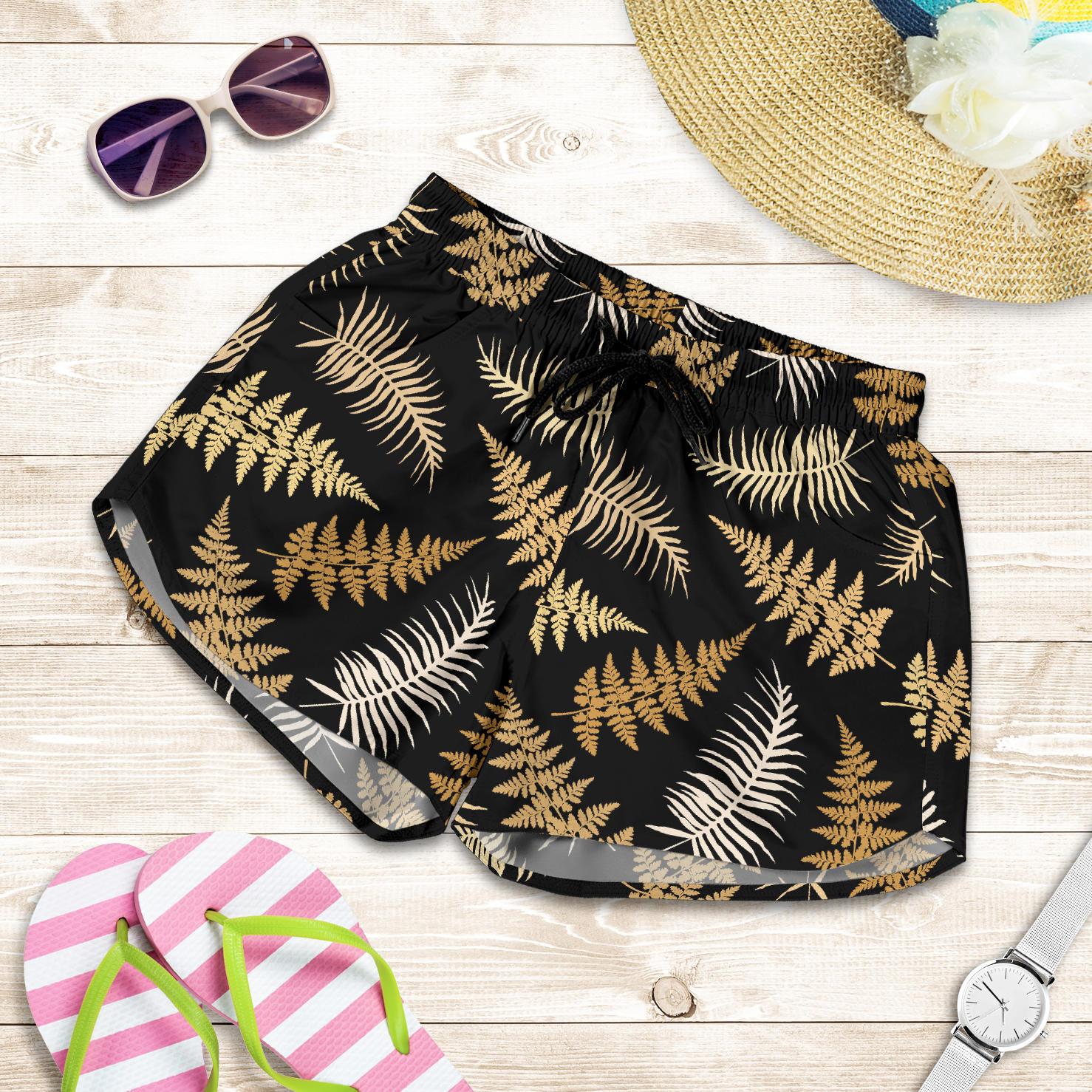 Fern Leave Bright Print Pattern Women Shorts-JTAMIGO.COM