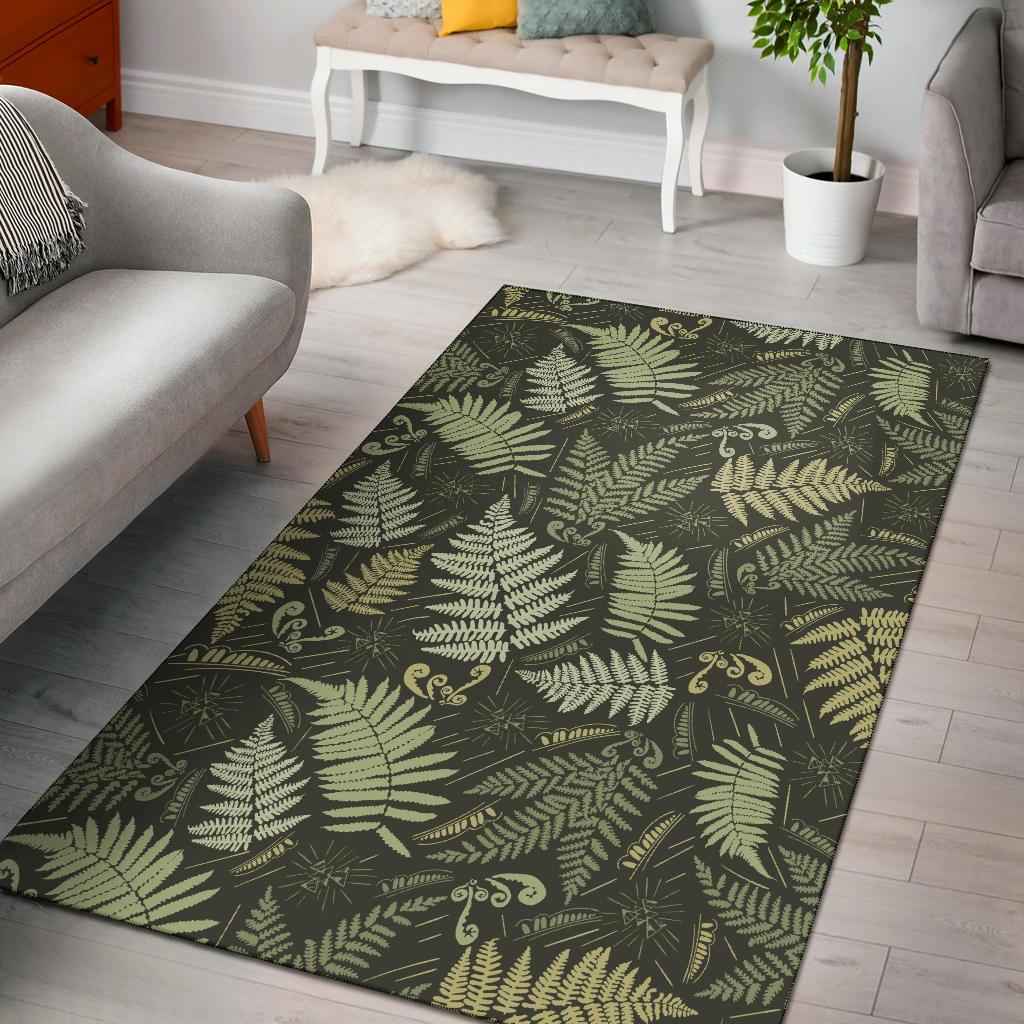 Fern Leave Green Print Pattern Area Rugs-JTAMIGO.COM