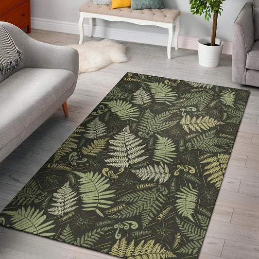 Fern Leave Green Print Pattern Area Rugs-JTAMIGO.COM