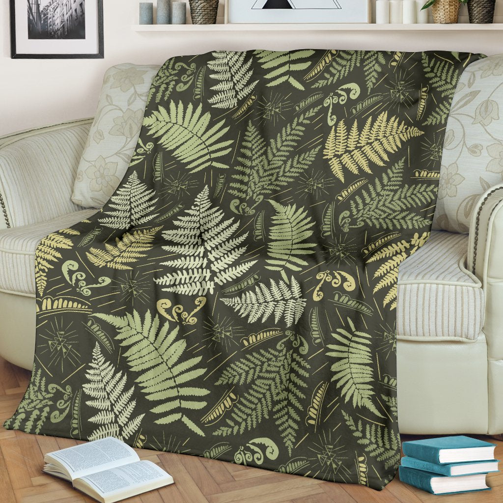 Fern Leave Green Print Pattern Fleece Blanket