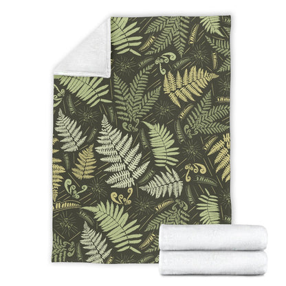Fern Leave Green Print Pattern Fleece Blanket