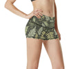 Fern Leave Green Print Pattern High Waisted Spandex Shorts-JTAMIGO.COM