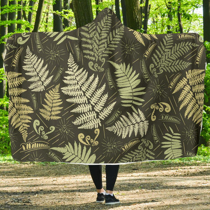 Fern Leave Green Print Pattern Hooded Blanket-JTAMIGO.COM