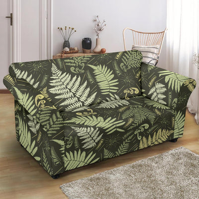 Fern Leave Green Print Pattern Loveseat Slipcover-JTAMIGO.COM