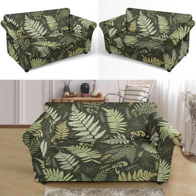 Fern Leave Green Print Pattern Loveseat Slipcover-JTAMIGO.COM