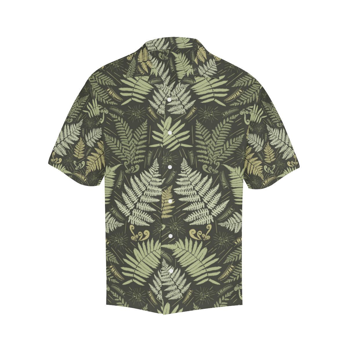Fern Leave Green Print Pattern Men Aloha Hawaiian Shirt