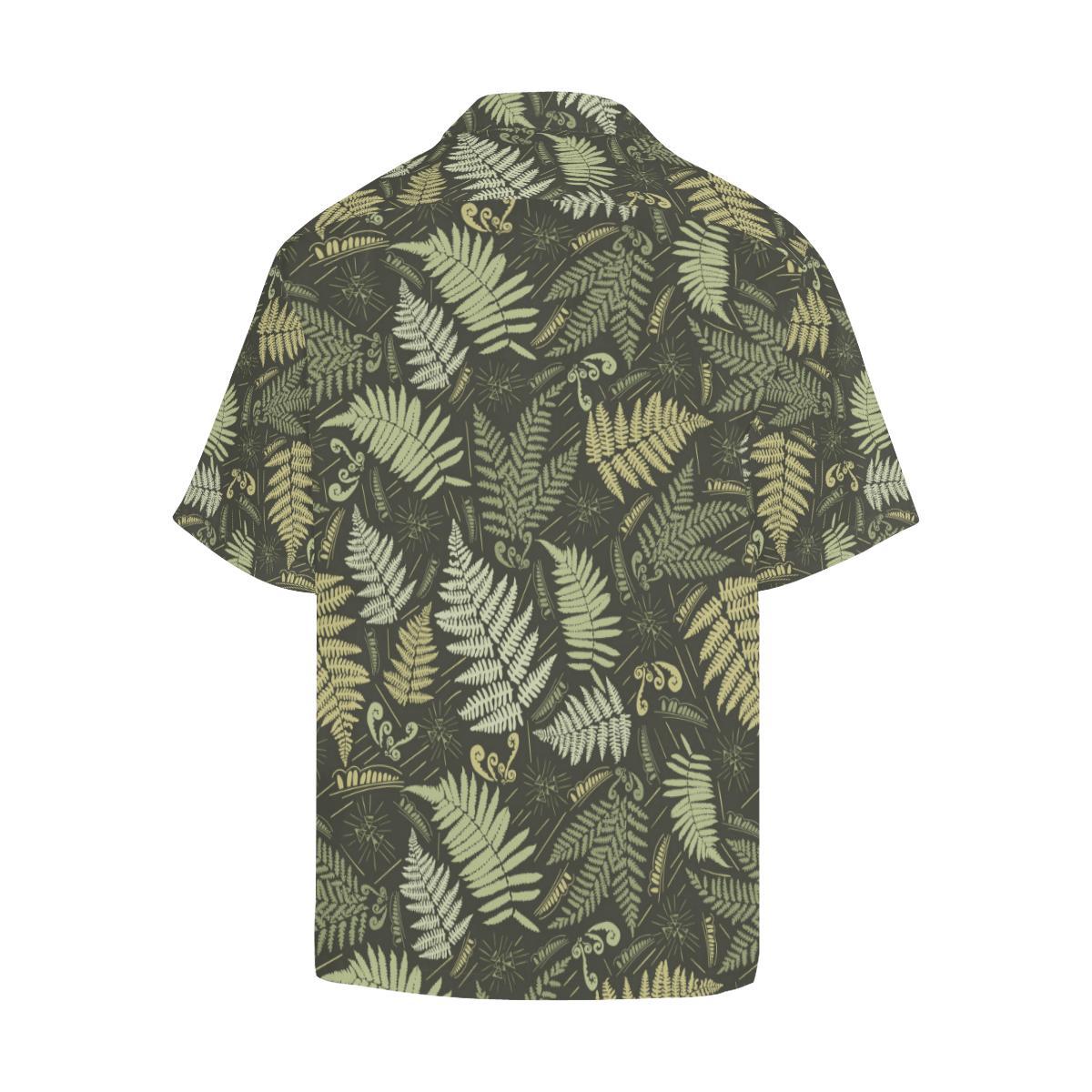 Fern Leave Green Print Pattern Men Aloha Hawaiian Shirt