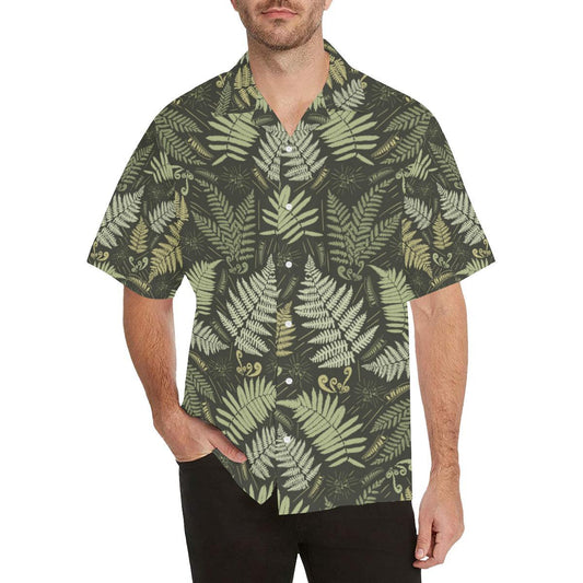 Fern Leave Green Print Pattern Men Aloha Hawaiian Shirt