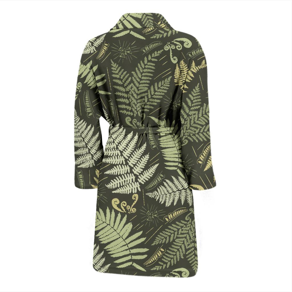 Fern Leave Green Print Pattern Men Bath Robe-JTAMIGO.COM