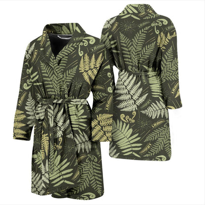 Fern Leave Green Print Pattern Men Bath Robe-JTAMIGO.COM