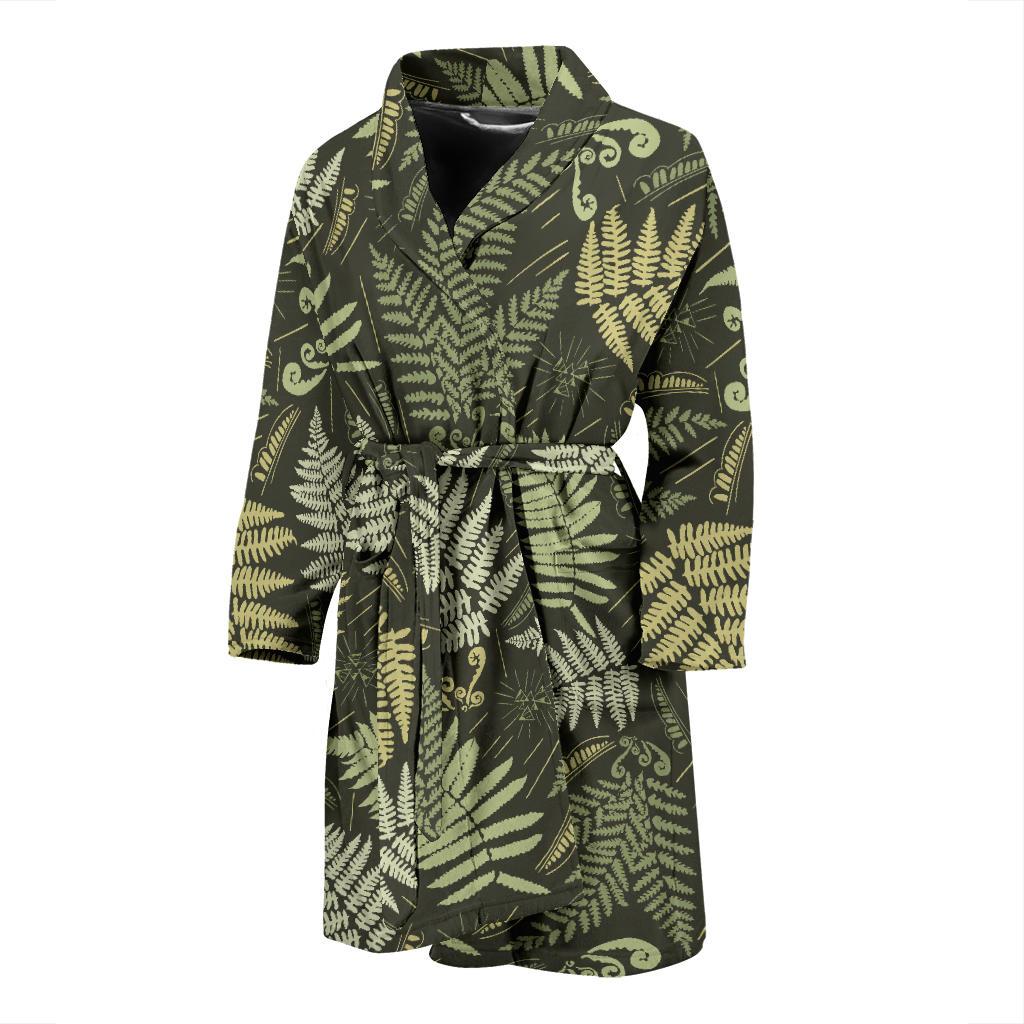 Fern Leave Green Print Pattern Men Bath Robe-JTAMIGO.COM