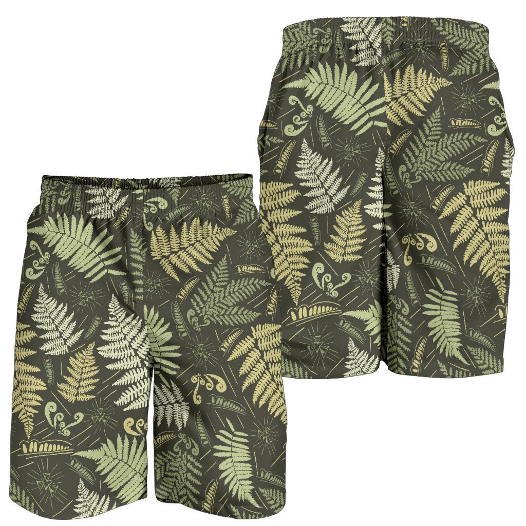 Fern Leave Green Print Pattern Mens Shorts-JTAMIGO.COM