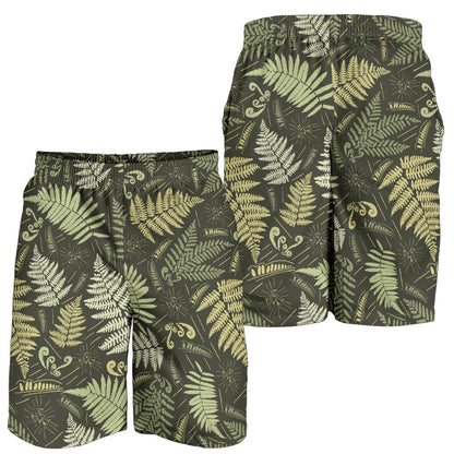 Fern Leave Green Print Pattern Mens Shorts-JTAMIGO.COM