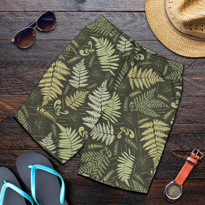 Fern Leave Green Print Pattern Mens Shorts-JTAMIGO.COM