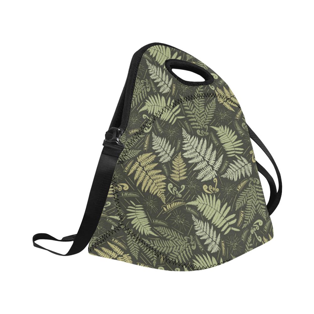 Fern Leave Green Print Pattern Neoprene Lunch Bag (Model 1669)(Large)-JTAMIGO.COM