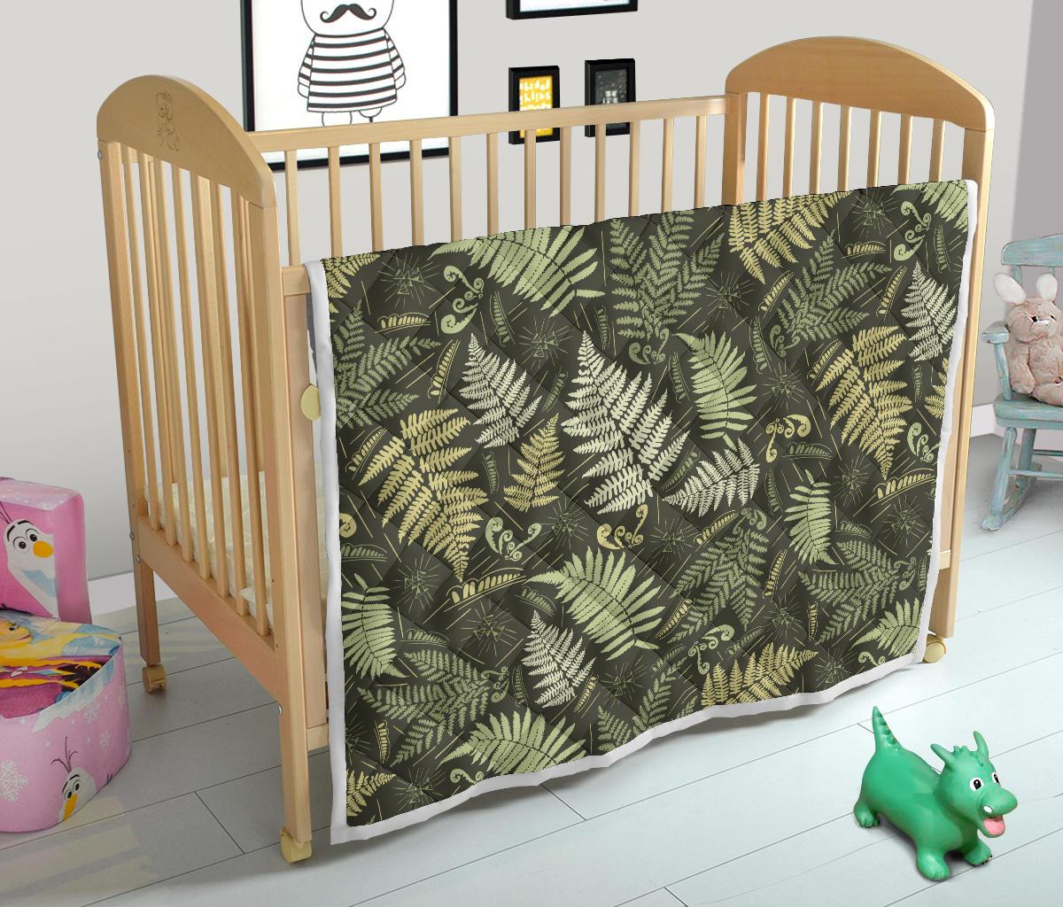 Fern Leave Green Print Pattern Premium Quilt-JTAMIGO.COM