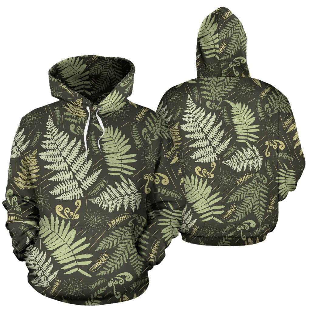 Fern Leave Green Print Pattern Pullover Hoodie