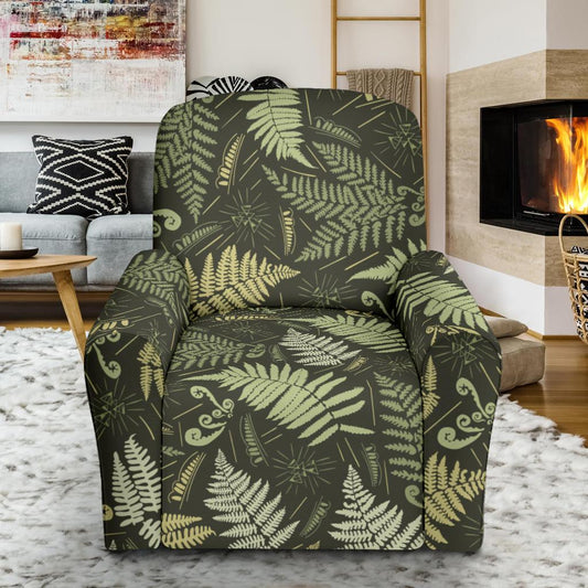 Fern Leave Green Print Pattern Single Sofa Slipcover -JTAMIGO.COM