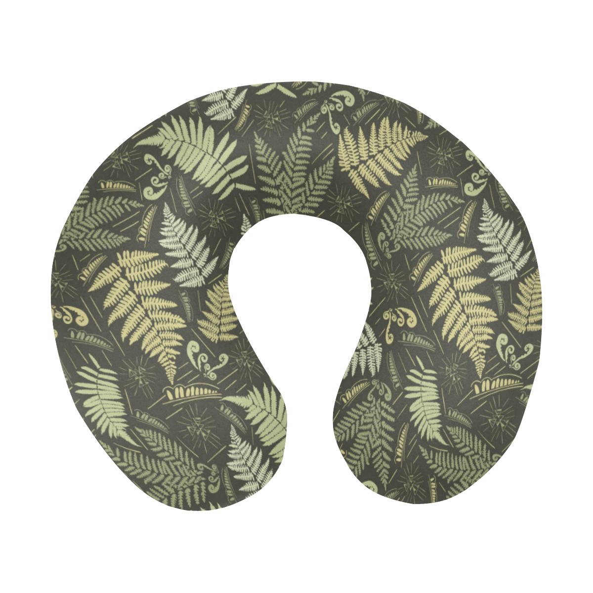 Fern Leave Green Print Pattern U-Shaped Travel Neck Pillow-JTAMIGO.COM