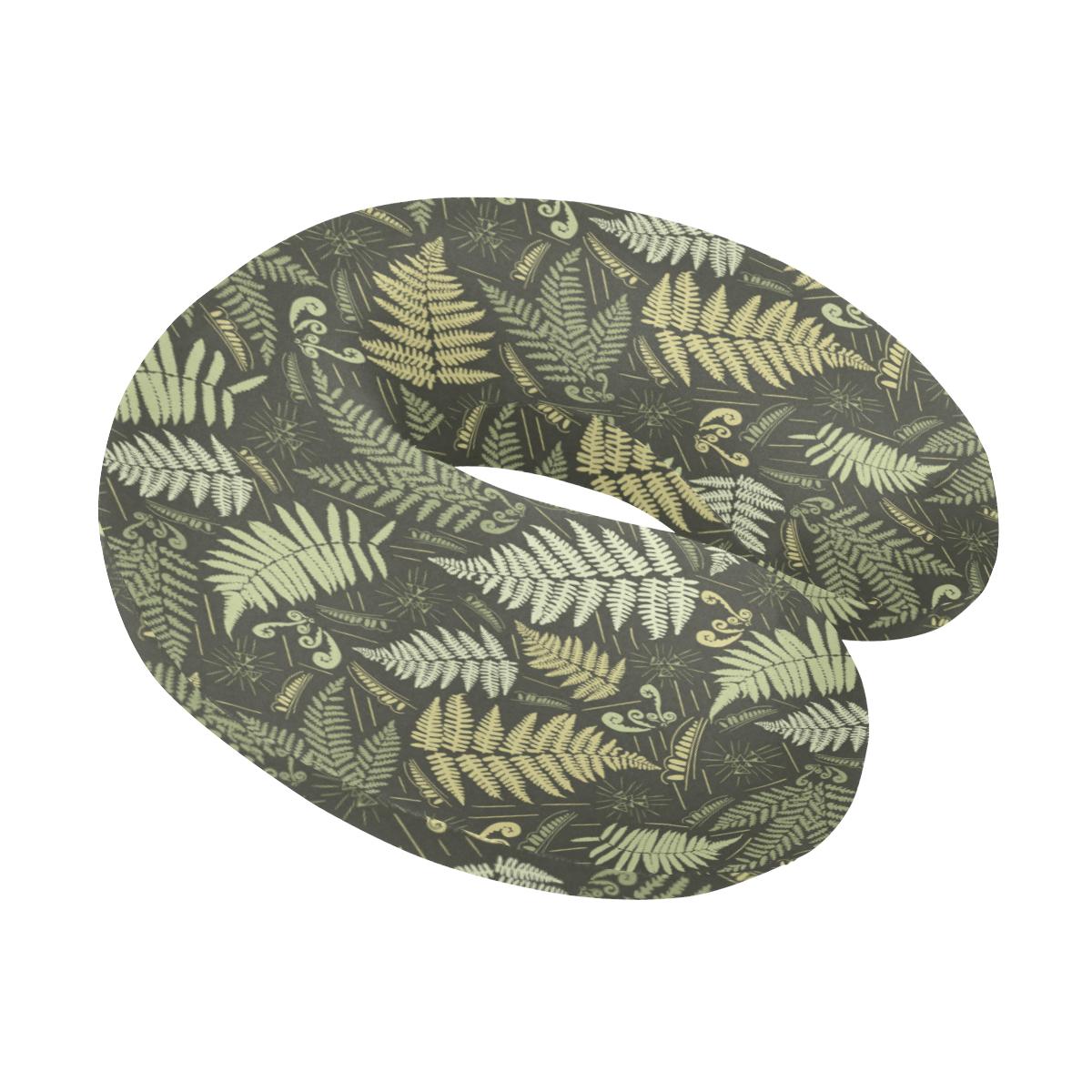 Fern Leave Green Print Pattern U-Shaped Travel Neck Pillow-JTAMIGO.COM