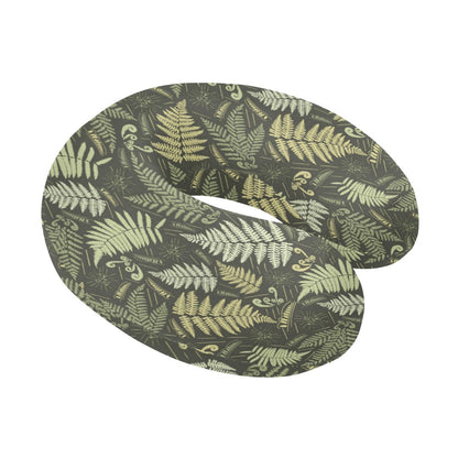 Fern Leave Green Print Pattern U-Shaped Travel Neck Pillow-JTAMIGO.COM