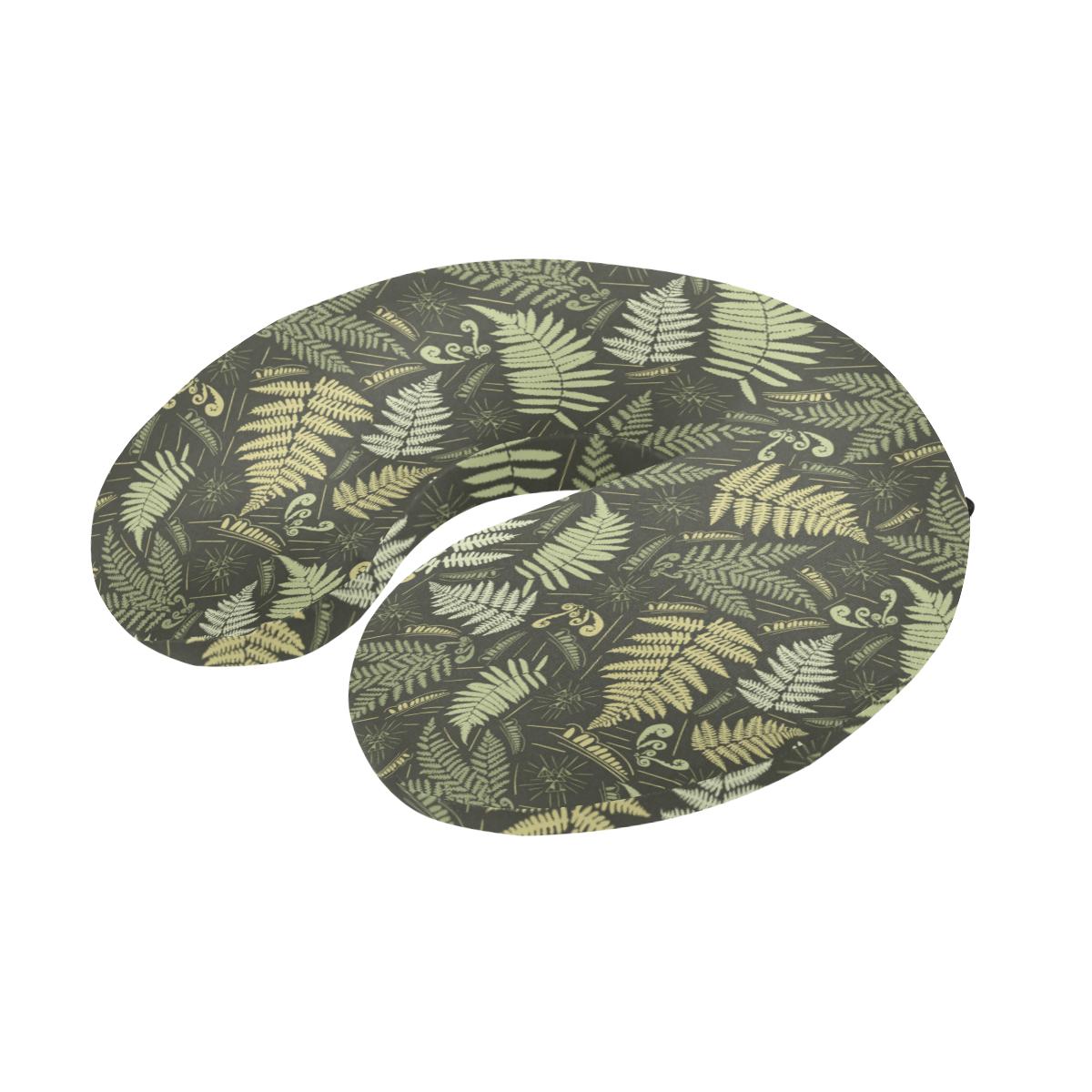 Fern Leave Green Print Pattern U-Shaped Travel Neck Pillow-JTAMIGO.COM