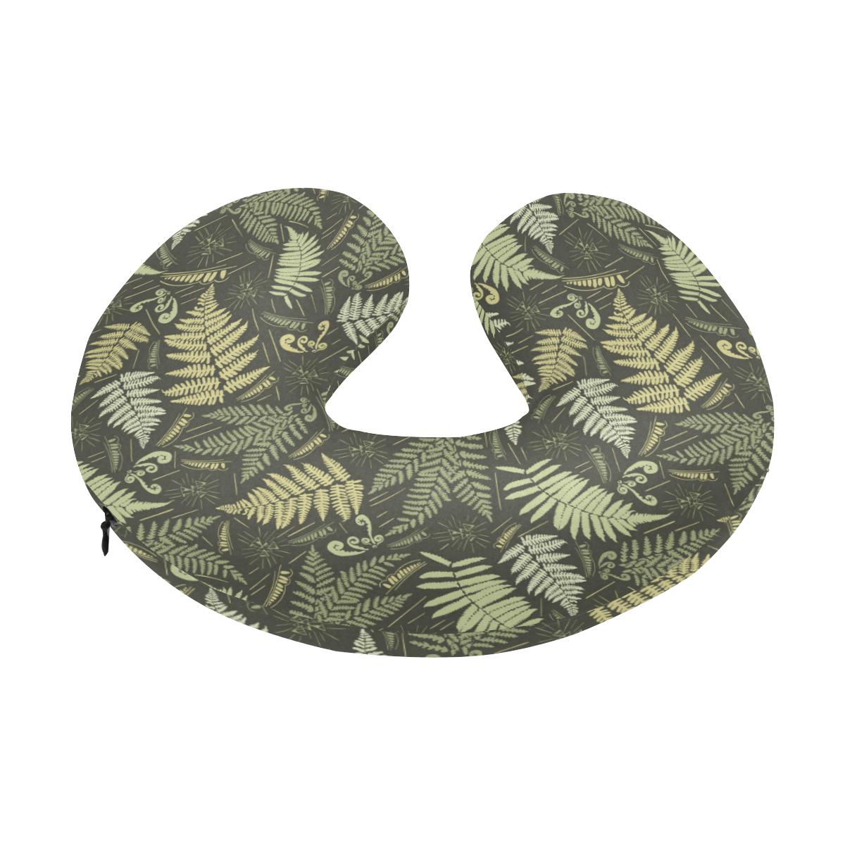 Fern Leave Green Print Pattern U-Shaped Travel Neck Pillow-JTAMIGO.COM