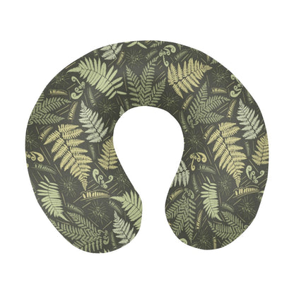Fern Leave Green Print Pattern U-Shaped Travel Neck Pillow-JTAMIGO.COM
