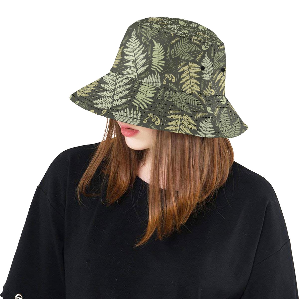 Fern Leave Green Print Pattern Unisex Bucket Hat